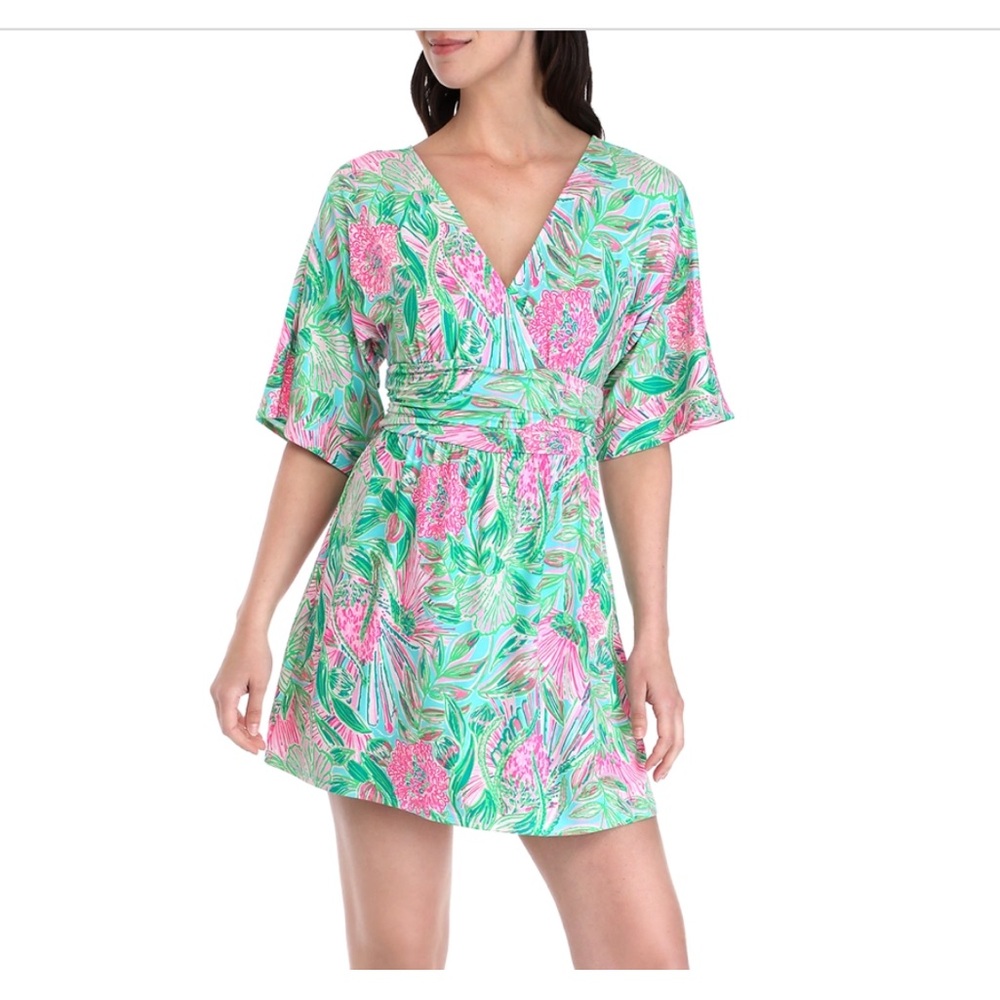 Lilly Pulitzer Parigi Romper Amalfi Blue leaf it wild